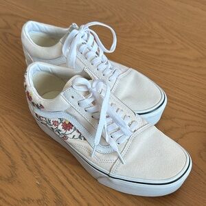 Vans White Floral Women's Sneakers